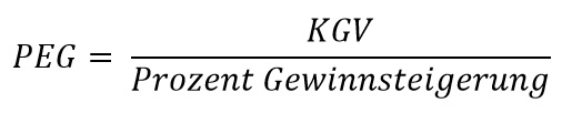 PEG = KGV : Prozent Gewinnsteigerung