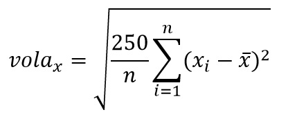 Formel wie für die Standardabweichung, nur statt 1 durch n steht als erstes 250 durch n unter dem Wurzelzeichen