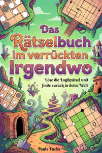 eine farbenfrohe Fantasielandschaft, in die meine schematischen Gitter-Zeichnungen gekonnt integriert wurden